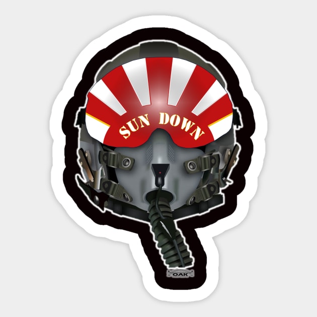 Fighter Pilot Sun Down Sticker by Original Astoria Kid